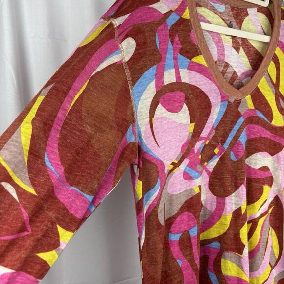 Free People Movement Keep Rolling Printed Tee Long Sleeve XS Geometric Y2K - Picture 4 of 12